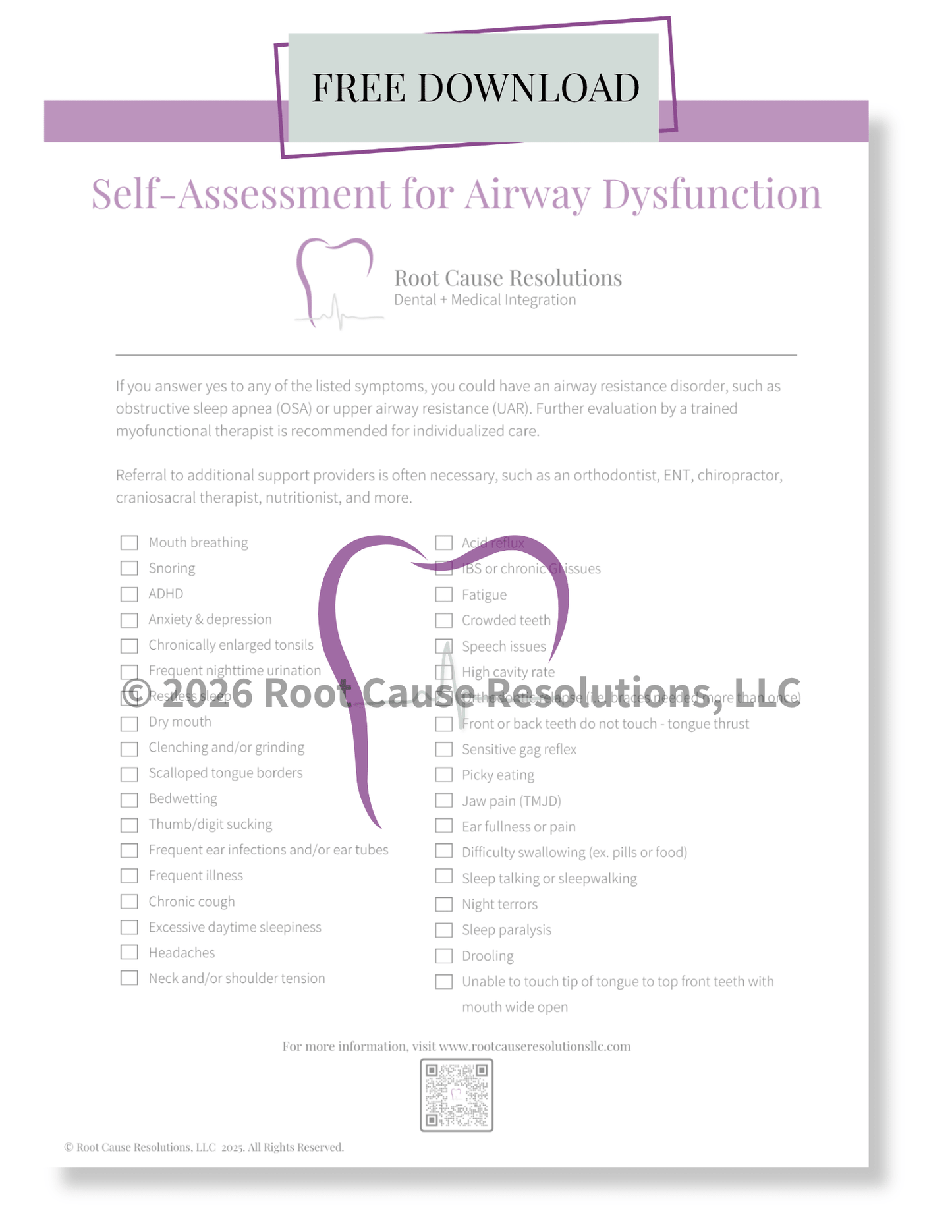 Self-Assessment for Airway Dysfunction document