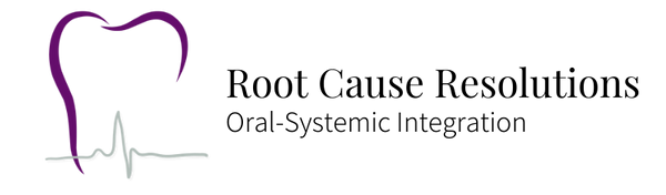 Logo for Root Cause Resolutions with a tooth and heartbeat line on a white background