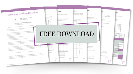 Free download text overlay on a set of printed forms from the Screening for Sleep Disorders document with a white background